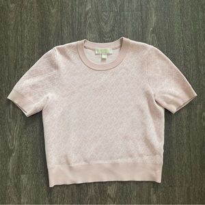 Light pink Michael Kors Logo Jacquard Short-sleeve sweater